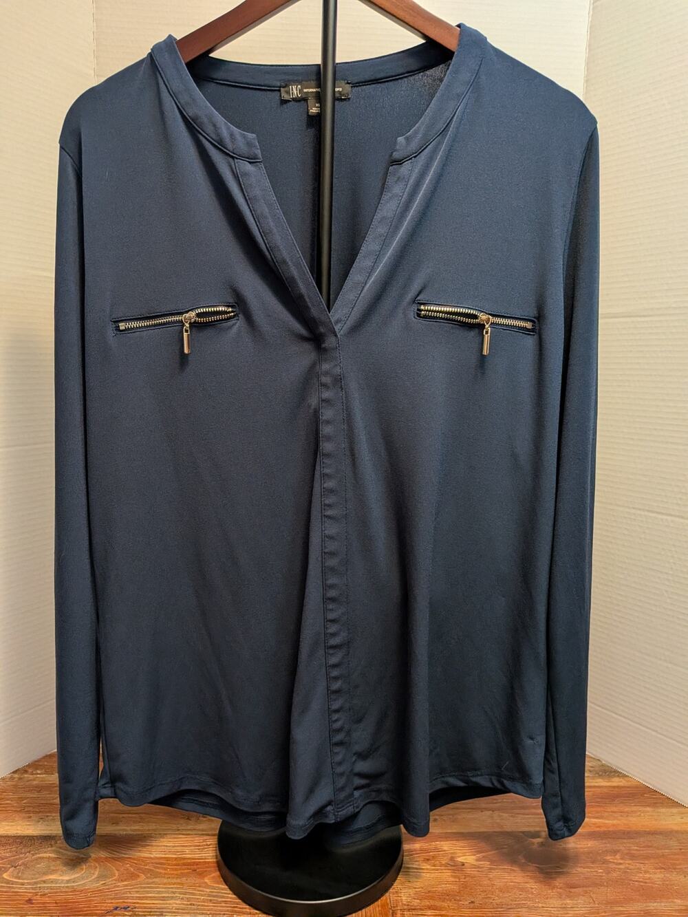 Lnc Navy Blue Long Sleeve Blouse